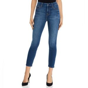 7 For All Mankind Blue Ankle Skinny Jeans with Subtle Fading